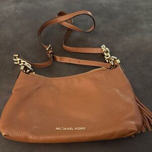 Michael Kors Tan Leather Crossbody Bag with Gold Accents
